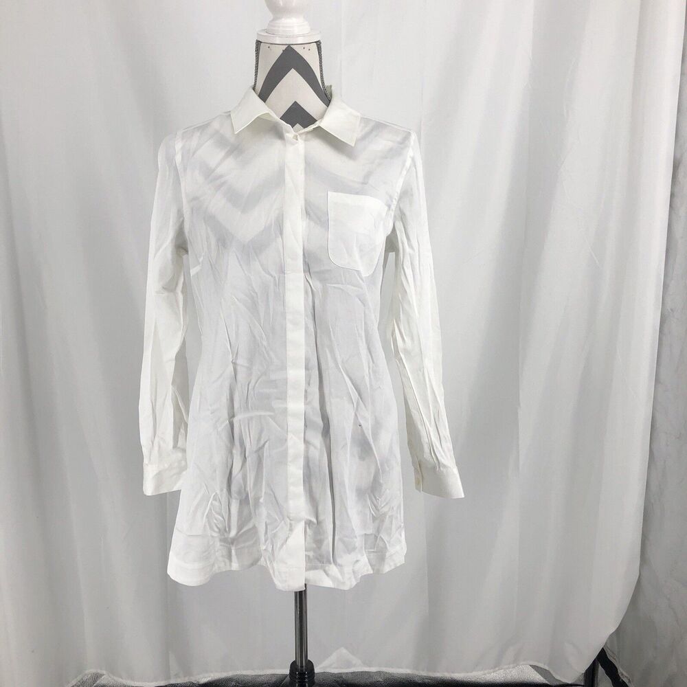 Soft Surroundings White Long Sleeve Button Up Tunic Shirt Women’s S